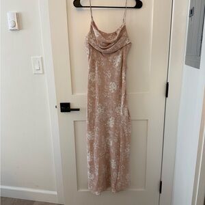 Hello Molly Blush Floral Cowl Neck Maxi Dress